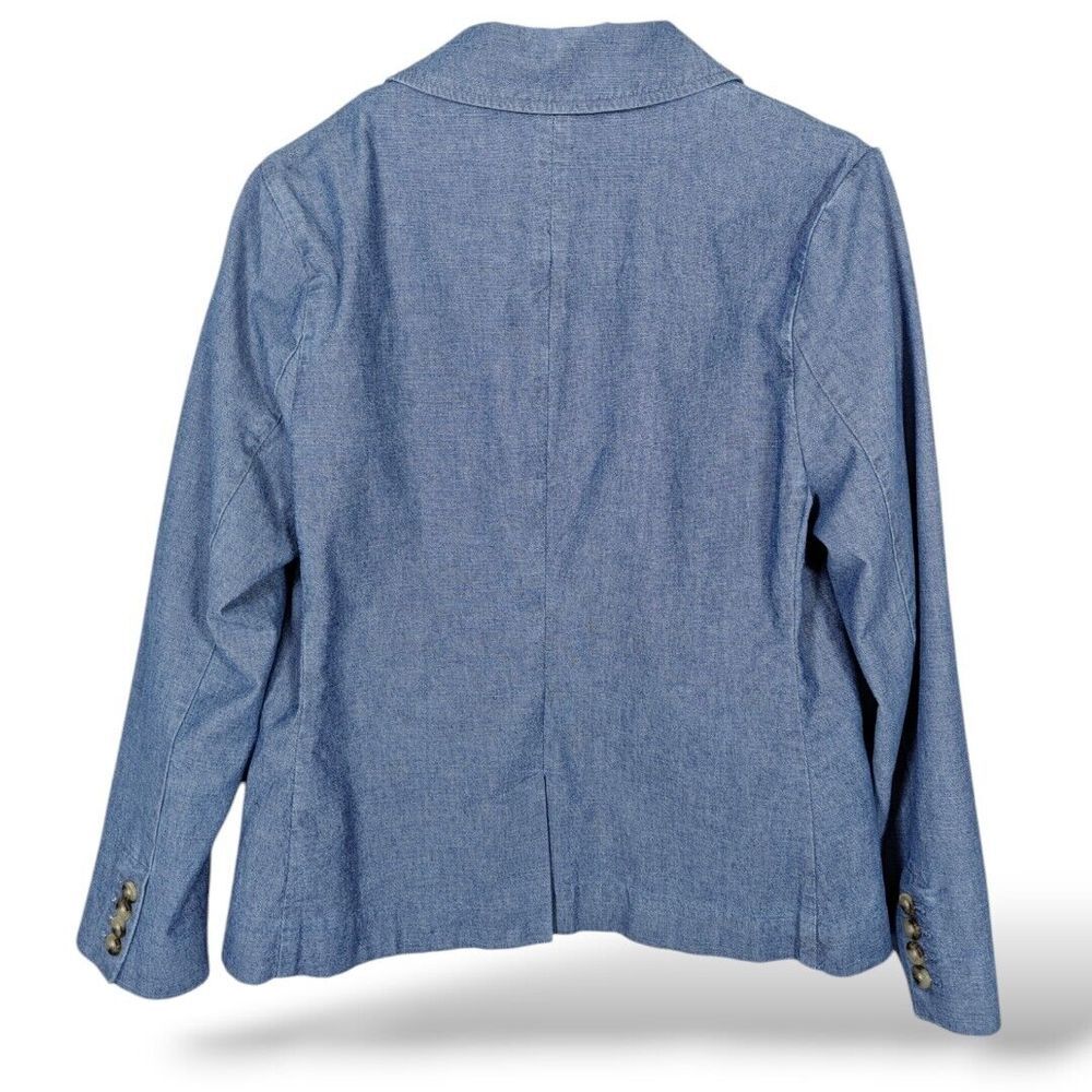 LL Bean Women's Blazer XS 2 Buttons Chambray Jacket Preppy Career Office - Picture 2 of 5